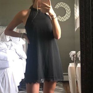 Lulus Black High Neck Mini Dress: Medium